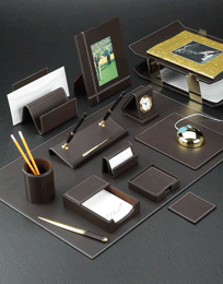 Brown Leather Desk Room Sets