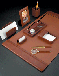 Tan Leather Office Desk Sets