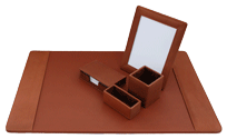 Tan Leather Conference Table Desk Sets