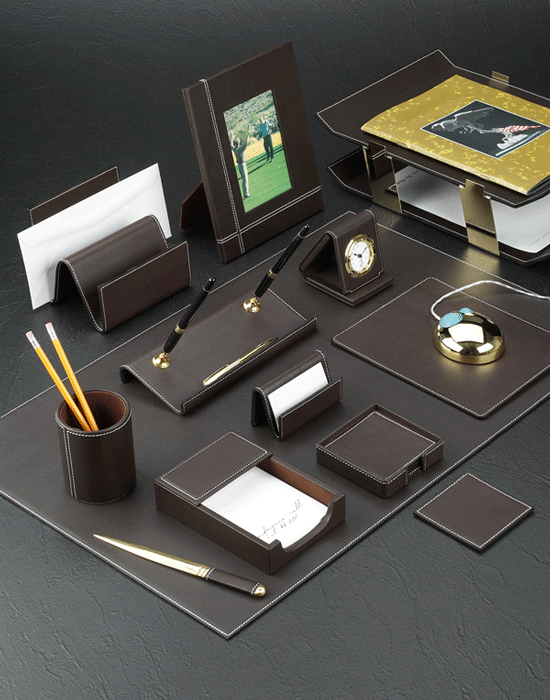 Brown Leather Conference Room Sets, White Leather Desk Accessories